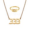 Number Pendant Necklace & Open Cuff Ring JX197A-1