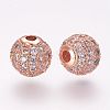 Brass Micro Pave Cubic Zirconia Beads ZIRC-G092-24RG-05-1