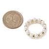 Shell Pearl & Non-magnetic Synthetic Hematite & Brass Beaded Finger Rings RJEW-JR00678-3
