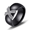 Cross Brass Micro Pave Clear Cubic Zirconia with Porcelain Finger Rings FS-WG0A171-12-1