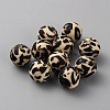 Round with Leopard Print Pattern Food Grade Silicone Focal Beads SIL-WH0009-08C-1