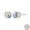 Rhodium Plated 925 Sterling Silver Rhinestone Ball Stud Earrings EJEW-BB70539-1