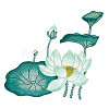 Lotus & Lotus Pod Pattern Polyester Fabrics Computerized Embroidery Cloth Sew on Appliques PATC-WH0009-01B-1