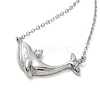 Clear Cubic Zirconia Whale Pendant Necklace with Brass Cable Chains NJEW-B090-01-2