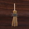 Mini Witch Wiccan Altar Broom with Alloy Charms PW-WGDD577-03-1
