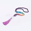 Frosted Natural Weathered Agate and Amethyst Necklace NJEW-F159-A05-1
