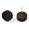 Dyed Wood Flat Round Stud Earrings with 304 Stainless Steel Pin for Women EJEW-TAC0021-12-3