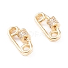 Brass Micro Pave Clear Cubic Zirconia Screw Carabiner Lock Charms KK-F814-38G-2
