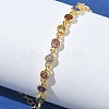 Flat Round Brass Pave Cubic Zirconia Link Chain Bracelets for Women BJEW-P385-01G-3