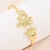 Marine Organism Brass Cuff Bangles for Women BJEW-D368-03I-G-3