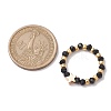 Glass Stretch Rings with Golden Plated Star & Moon Brass Beads RJEW-JR00660-03-4