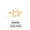 Twelve Constellation Brass Micro Pave Clear Cubic Zirconia Cuff Rings FS-WG8E359-01-1