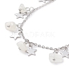 Natural White Moonstone Chips & Star Charms Anklet AJEW-AN00512-02-3