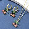 Cherry Brass Micro Pave Cubic Zirconia Hook Earrings &  Necklaces Sets SJEW-U004-01G-1