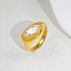 304 Stainless Steel Pave Single Clear Cubic Zirconia Finger Rings WG09684-01-2