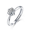 Rhodium Plated 925 Sterling Silver Moissanite Rhinestone Solitaire Ring AJEW-U007-12P-4