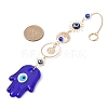Blue Evil Eye Lampwork Pendant Decorations HJEW-JM01603-01-3