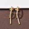 Brass Micro Pave Clear Cubic Zirconia Stick Clip-on Earrings EJEW-K286-13G-1
