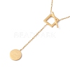 Square with Flat Round Tassel Pendant Lariat Necklace NJEW-G074-15G-1