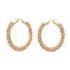 2 Pair 2 Color Round Brass Braided Bead Hoop Earrings EJEW-JE05080-6