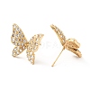 Clear Cubic Zirconia Butterfly Stud Earrings EJEW-F281-07G-2