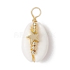 Natural Cowrie Shell Copper Wire Wrapped Pendants PALLOY-JF02932-03-1