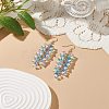 Trumpet Flower Shape Glass & Imitation Pearl Beaded Dangle Earrings EJEW-JE05100-04-3