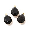 Real 18K Gold Plated Brass with Glass Pendants KK-177-22G-08-1