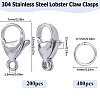 304 Stainless Steel Lobster Claw Clasps STAS-SP0001-74B-2