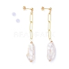 Nuggets Natural Keshi Pearl Dangle Stud Earring EJEW-JE04175-2