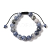 10mm Round Natural Blue Spot Jasper Braided Bead Bracelets BJEW-C067-01C-15-2