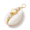 Natural Cowrie Shell Copper Wire Wrapped Pendants PALLOY-JF02936-03-3