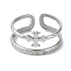304 Stainless Steel Double Twist Crucifix Cuff Rings RJEW-M019-30P-2