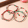 4Pcs 4 Styles Christmas Acrylic Beads Braided Bead Bracelets & Stretch Bracelets & Cotton Cord Braided Bracelets FS-WG84904-01-3