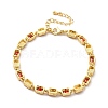 Enamel Evil Eye & Cubic Zirconia Rectangle Link Chain Bracelet BJEW-C029-02G-10-3