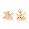 Brass Micro Pave Clear Cubic Zirconia Charms ZIRC-O036-30G-D-2