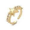 Brass Micro Pave Clear Cubic Zirconia Cuff Finger Rings RJEW-C120-11G-4