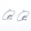 Rack Plating Alloy Fan Open Back Bezel Pendants X-PALLOY-S047-20D-FF-1