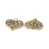 Heart with Leopard Print Pattern Brass Micro Pave Clear Cubic Zirconia Charms X-KK-G435-35G-3