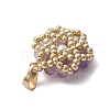 Natural Amethyst Faceted Round Cluster Flower Pendants PALLOY-MZ01197-07-4