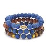 3Pcs 3 Style Natural & Synthetic Mixed Stone Stretch Bracelets Set with Wood Beaded for Women BJEW-JB08356-1