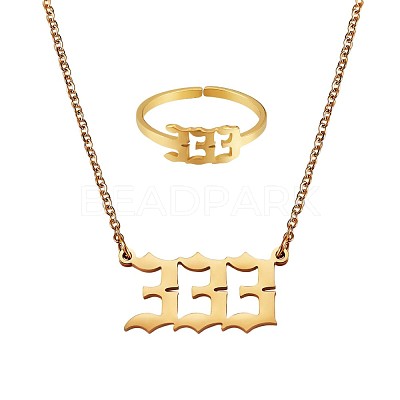 Number Pendant Necklace & Open Cuff Ring JX197A-1