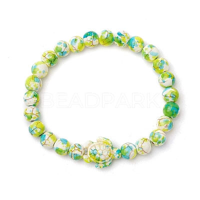 Synthetic Dyed Turquoise Beaded Stretch Bracelets for Women Men BJEW-JB11549-01-1