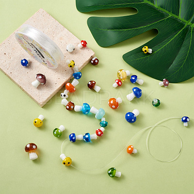 DIY Cute Mushroom Stretch Bracelets Making Kits DIY-TA0003-33-1