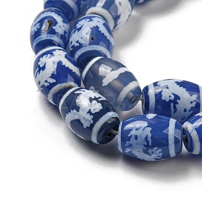 Blue Tibetan Style dZi Beads Strands TDZI-NH0001-C01-01-1