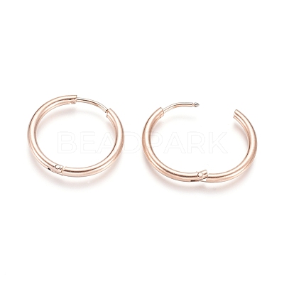Ion Plating(IP) 304 Stainless Steel Huggie Hoop Earrings EJEW-F111-20mm-RG-1