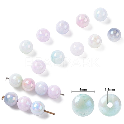 250Pcs 10 Colors Iridescent Plating Acrylic Beads MACR-CJ0001-66-1-1