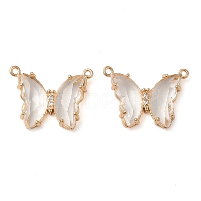 Brass Pave Faceted Glass Connector Charms FIND-Z020-03K-1