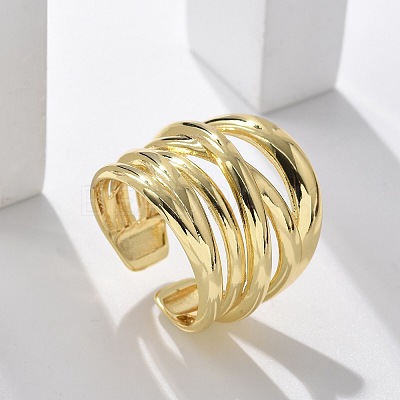 Brass Multi-layer Cuff Finger Rings RJEW-C120-03G-1