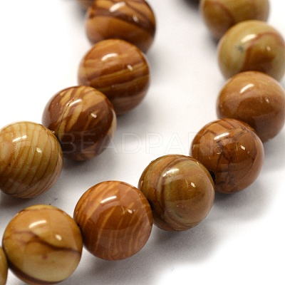 Natural Wood Lace Stone Wooden Jasper Beads Strands X-G-G763-05-10mm-1
